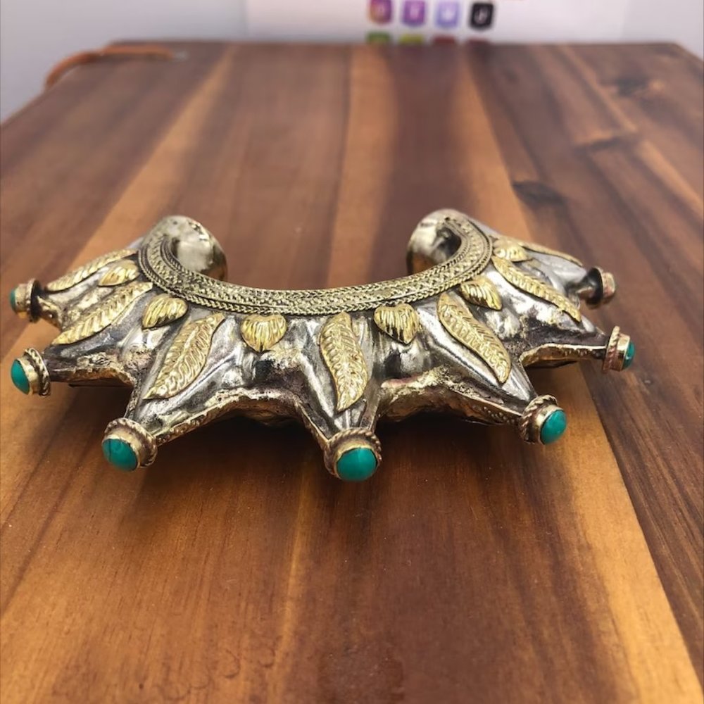 Single  Vintage Spike Cuff Bracelet: Handmade Afghan Tribal Jewelry